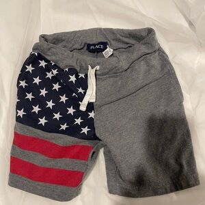 The Children's Place Men's Gray Sweat Shorts with Red and Blue Star Stripes